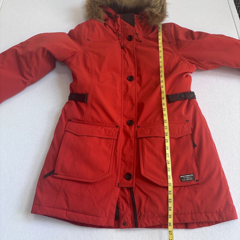 L.L. Bean Maine Mountain Parka Women's L Cayenne Orange Down Fill Waterproof - Picture 9 of 10
